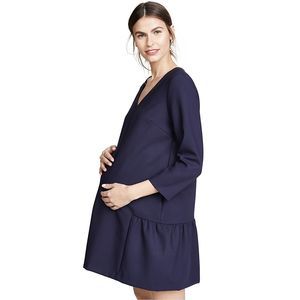 HATCH Heidi Dress Ruffle Hem Pockets Navy Blue 4/6